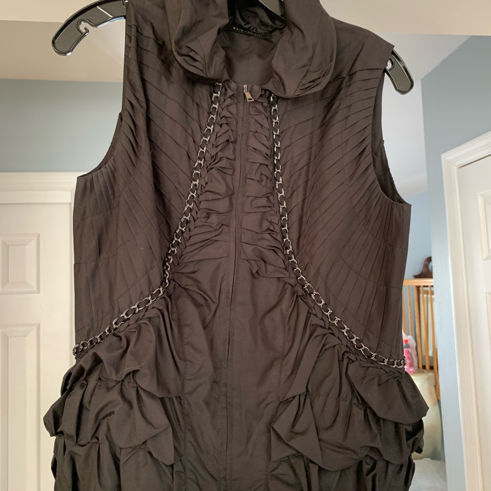 Elie Tahari Black Vest with Chain Accents